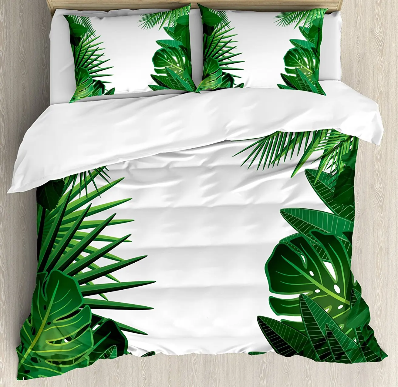 Leaves Duvet Cover Set Exotic Fantasy Hawaiian Tropical Palm