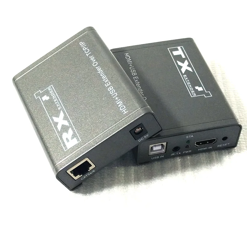 Charmvision IP KVM-120HU 120 м IP KVM USB HDMI удлинитель по TCP IP с ИК-пультом LAN IP KVM расширение USB Беспроводная мышь клавиатура - Цвет: Sender and Receiver