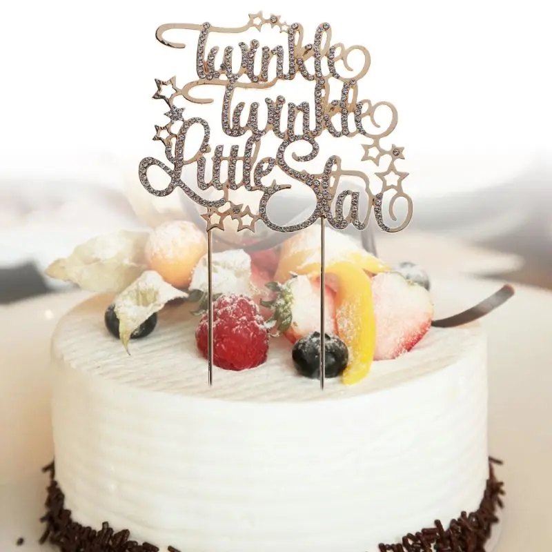 Золотой блеск маленькая звезда кекс торт Топпер кокосовые флаги Беби Шауэр детский день рождения украшения