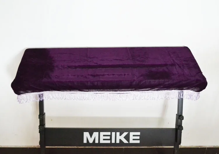Keyboard Dust Cover Pleuche Tassel Storage Bag For 61 Key Piano Burgundy Purple (6)