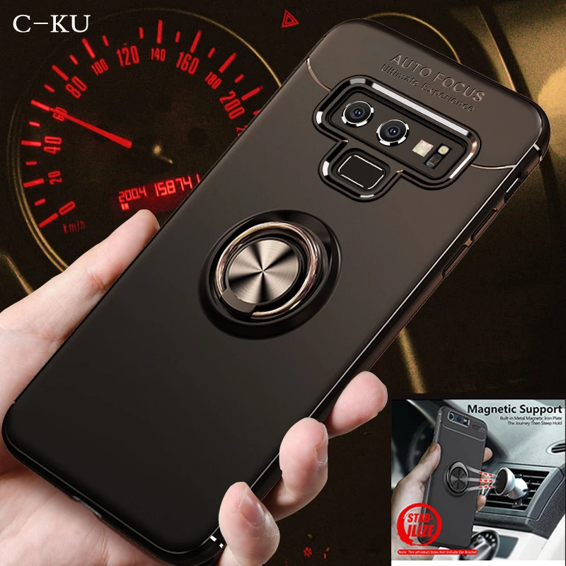 Car Holder Stand Magnetic Bracket Finger Ring Tpu Case For Samsung Galaxy Note 9 A6 + Plus J4 J6 J8 2018 Black Cover |