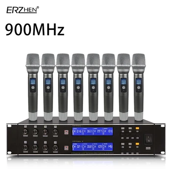 شراءERZHEN ميكروفون لاسلكي مهني نظام UHF8 قناة يده التلبيب مكثف سماعة ميكروفون الكاريوكي ستوديو 900 Gtceramics