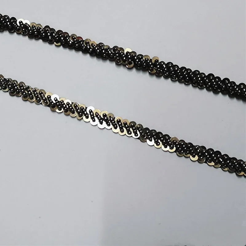 1yard black sequins beaded fringe trim for clothes bags Handmade beading appliques patch diy sewing accessories