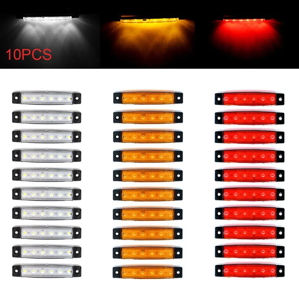 10 шт. 6LED 12В прицеп для грузовика боковые габаритные индикаторы светильник