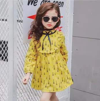 

2019 spring Korean version of the wild floral Korean version of the waist children's princess dress