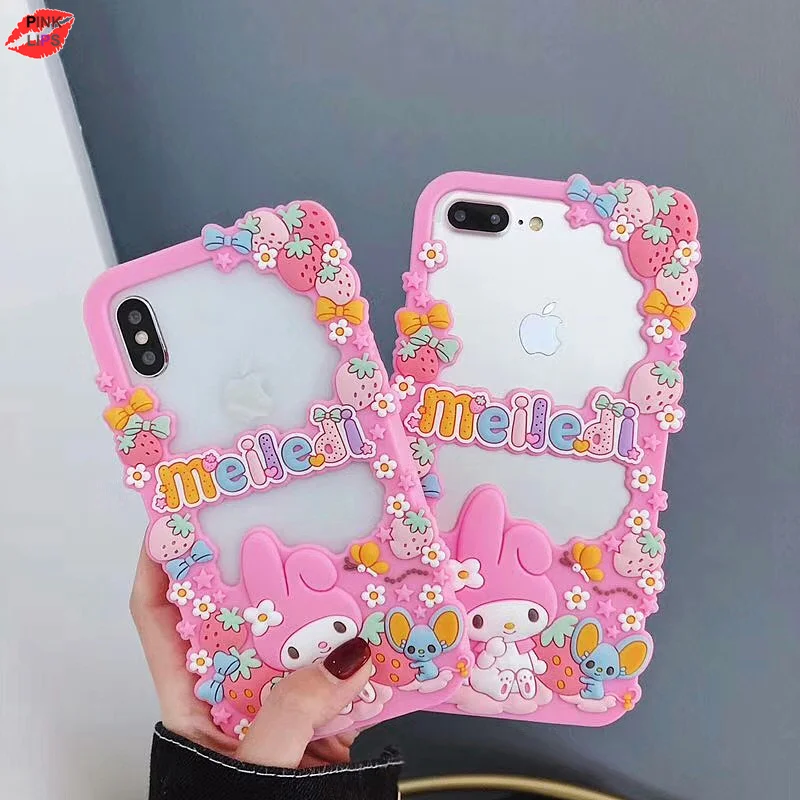 

PINK LIPS 3D Cartoon Girl Phone Case For iPhone 7 8 6 S 6s plus Super cute Soft Silicon transparent Cover For iPhone X XR XS Max