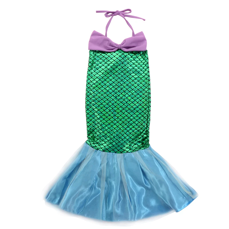 Платье принцессы Ариэль для маленьких девочек; Костюм Русалки для косплея; Детские платья с хвостом; нарядное платье; одежда для дня рождения на Хэллоуин - Цвет: Dress Only