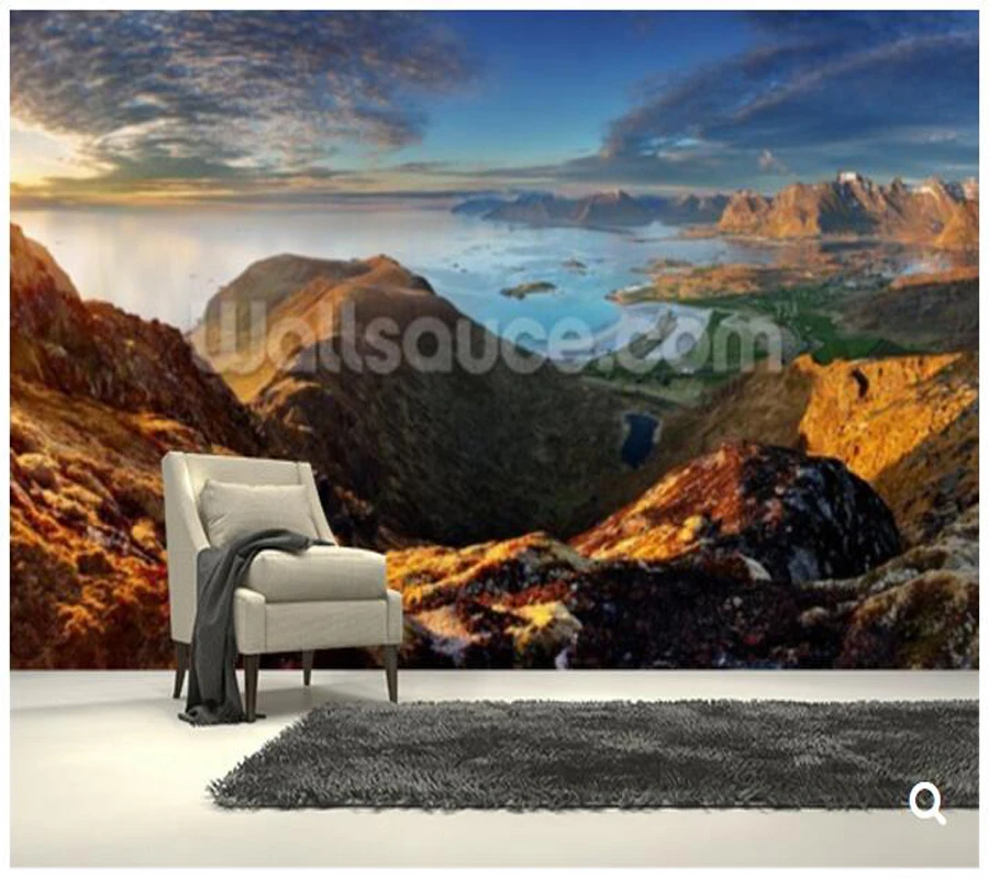 Пользовательские природные пейзажи обои Lofoten пейзаж 3D фотообои для гостиной