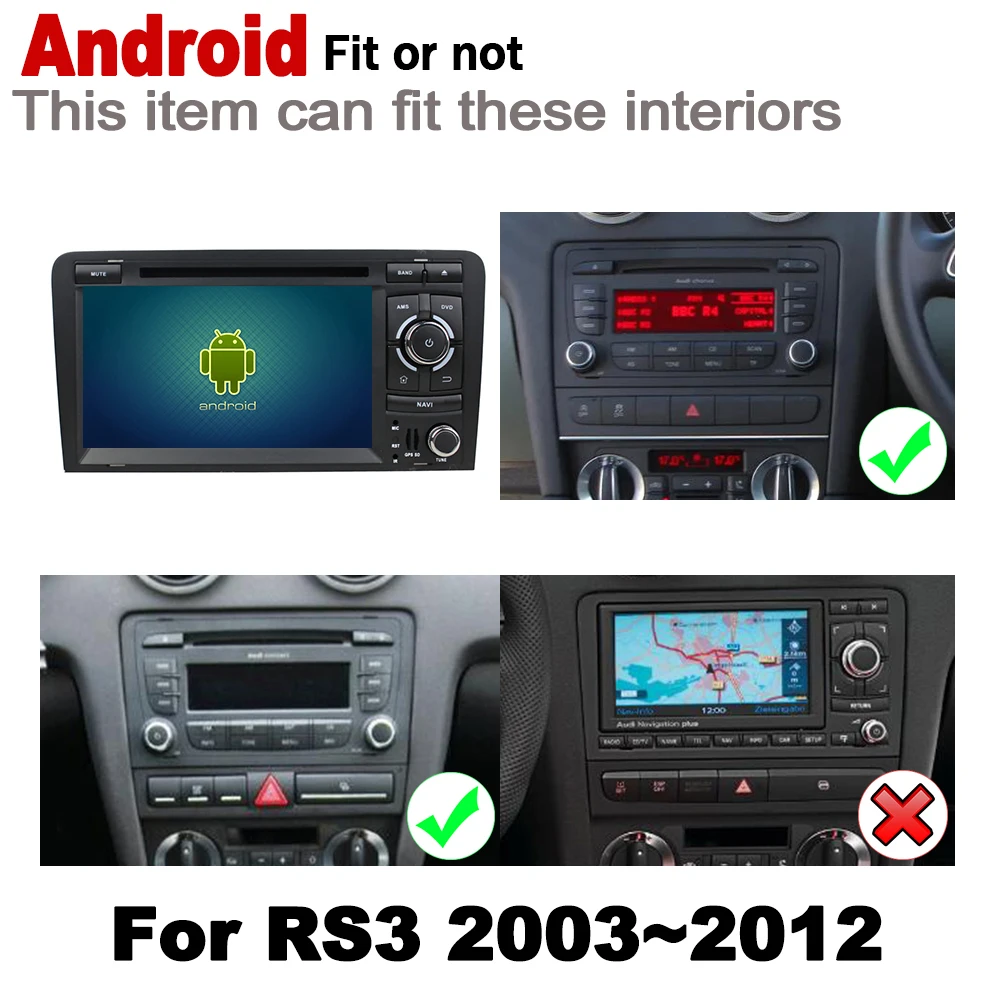 Flash Deal 7" HD IPS DSP Stereo Android 8.0 up Car DVD GPS Navi Map For Audi RS3 8P 2003~2012 MMI 2 DIN multimedia player radio WiFi System 1