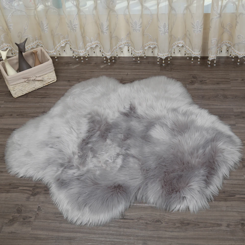 new cloud shape Sheepskin Rug Chair Cover Bedroom Mat Artificial Wool Warm Hairy Carpet Seat Warm Textil Fur Area Rugs - Цвет: Сливовый