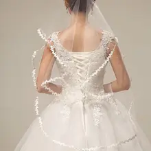 Белая свадебная фата короткая Горячая velo de novia doble цветочный подол vail для невесты