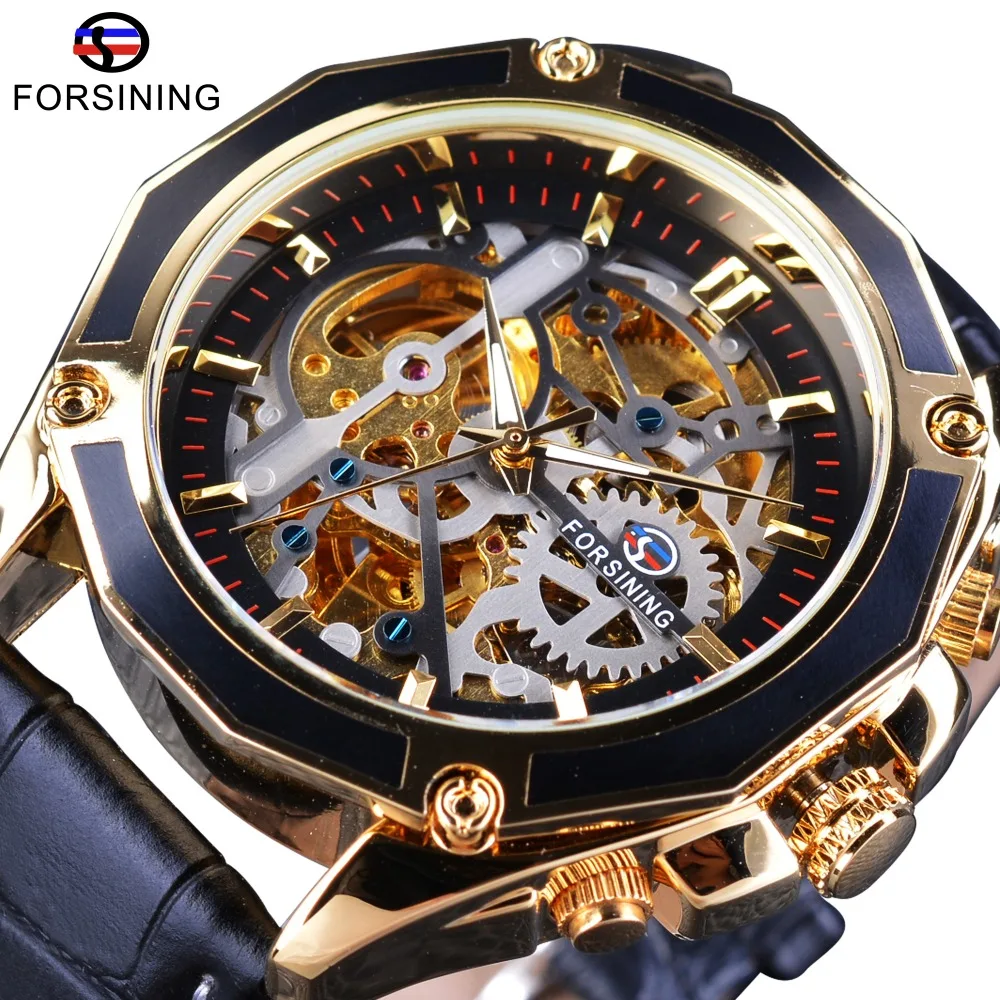 Forsining Luxury Open Work Series Transparent Case Self Winding Watches