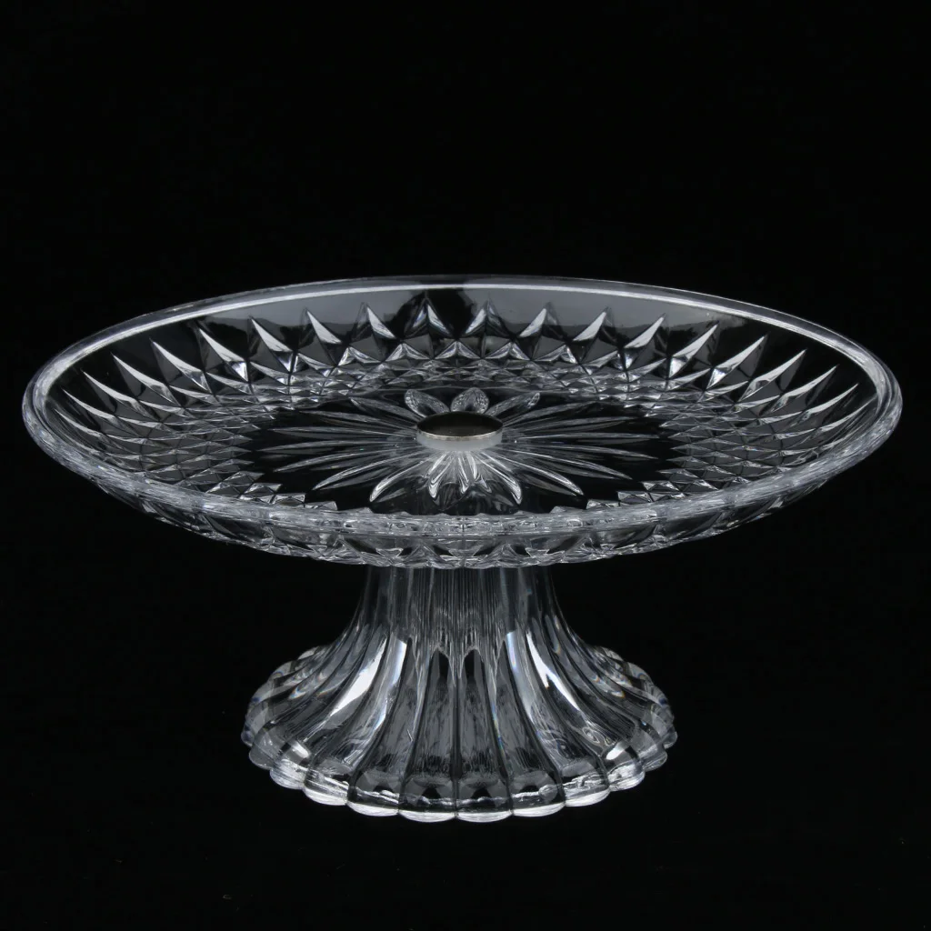 Round Clear Dish Platters Plate Food Serving Tray with Base, Plastic