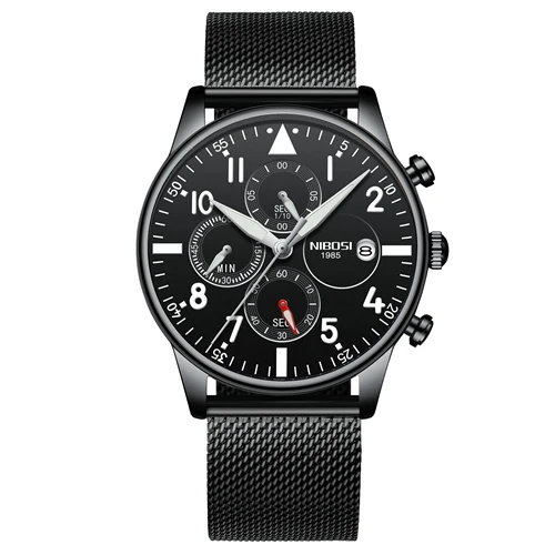 Мужские часы NIBOSI водонепроницаемые кварцевые деловые мужские часы лучший бренд Роскошные Часы повседневные военные спортивные часы Relogio Masculino - Цвет: Mesh belt 12
