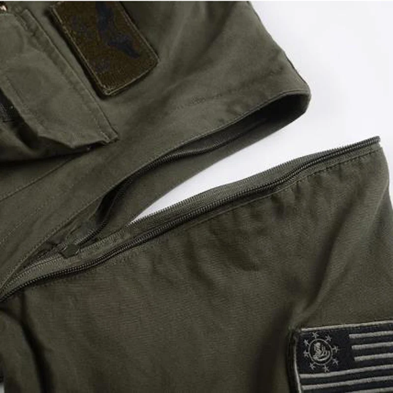  Mens Army Pilot Jackets Multipocket Militare Bomber Jacket Men Removable Sleeve Tactical Military U