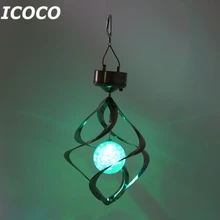 ICOCO, меняющий цвет, Солнечный светодиодный Спиннер, ветряные колокольчики, уличный светильник, подвесной Спиральный садовый светильник, декор для двора, Прямая поставка