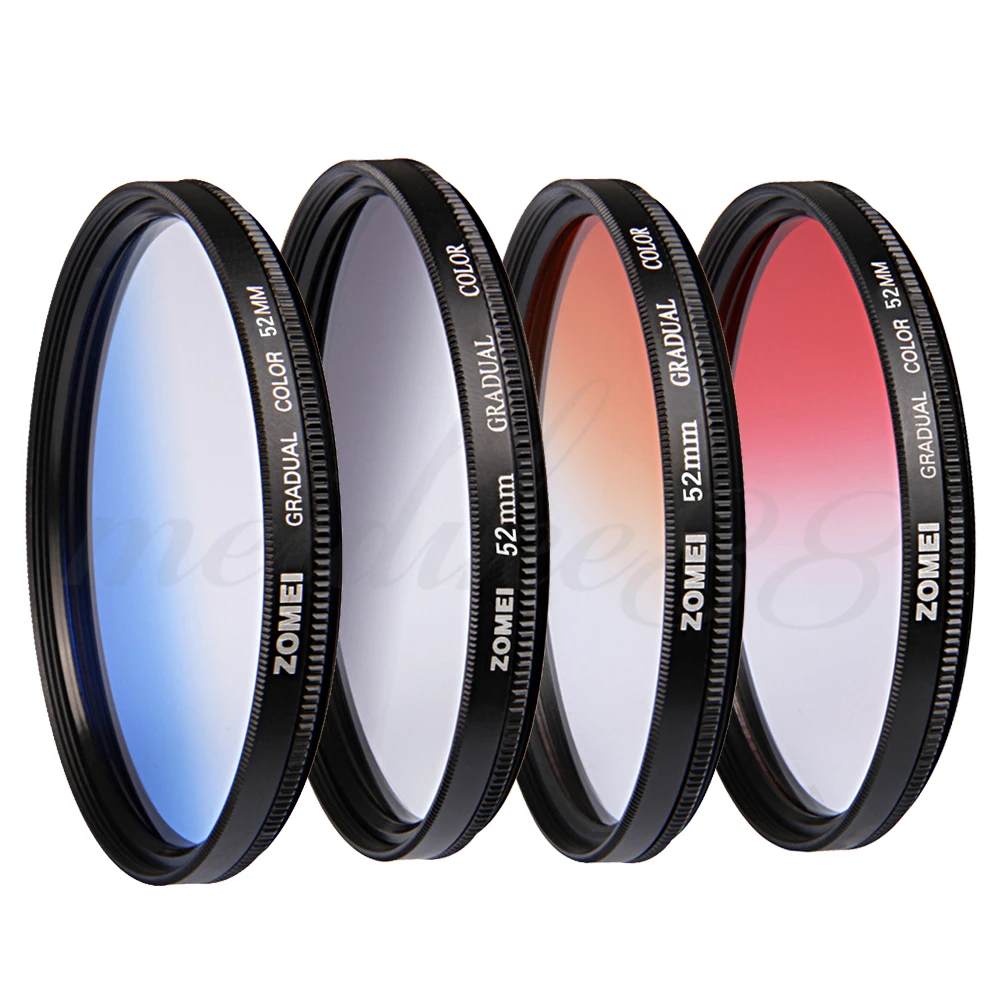 Zomei 52mm Graduated Gradual GC Grey Blue Orange Red Filter Kit for