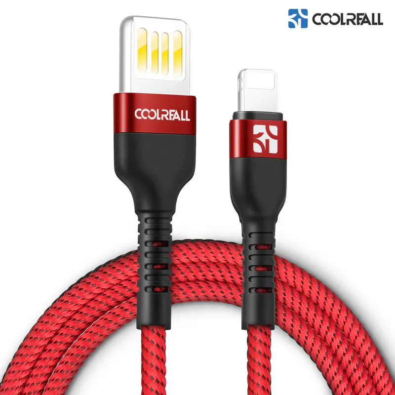 Coolreall USB для iPhone кабель Реверсивный 2.4A Быстрая зарядка для iPhone XR XS Max X 8 Plus зарядное устройство для мобильного телефона кабель для передачи данных - Цвет: red