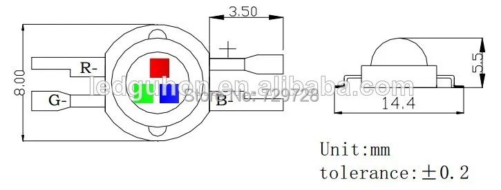 Светодиоды rgb 3 Вт хорошее качество высокая мощность 4 контакта светодиодные