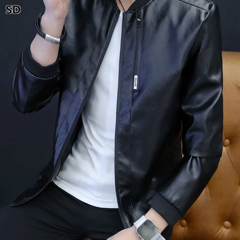 SD men clothes 2018 New biker jacket men Hot Sale Black Blue male leather jackets and coats casaco masculino Dropshipping 570