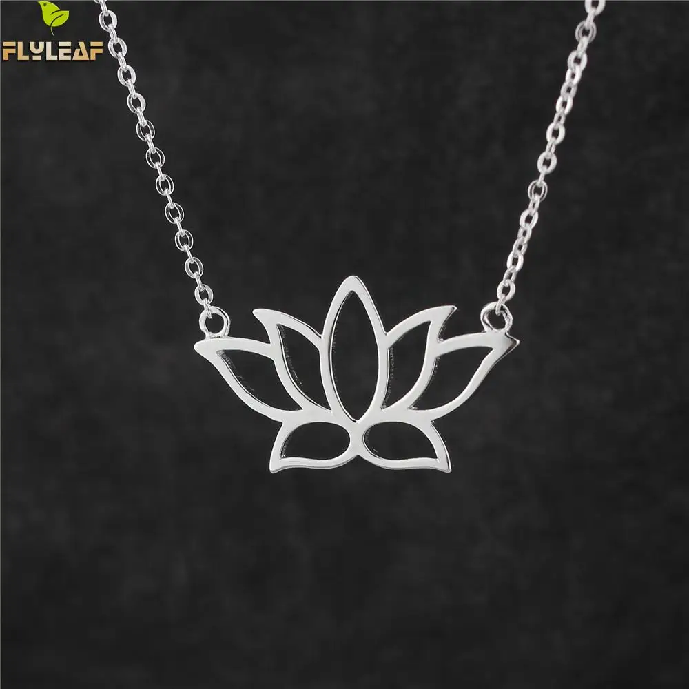 

Flyleaf 925 Sterling Silver Buddhist Elements Lotus Flower Necklaces & Pendants For Women Elegant Lady Sterling-silver-jewelry