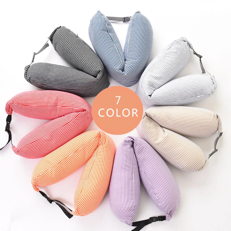 

1pcs 7 Colors stripe Multifunction U Shaped Pillow Protect the Travel Nanoparticles Pillows Cushion Travel office car pillow