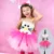 2018 rosa branco Estilo Verão Vestido Meninas Vaquinha Dos Desenhos Animados KT Rainbow Tutu Vestido Véu Arco Crianças Amor Vestuário Infantil das Crianças Bebes