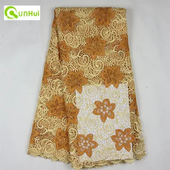 

latest New arrivals high quality African cord lace ,sequins water soluble lace embroidery guipure lace fabric q172