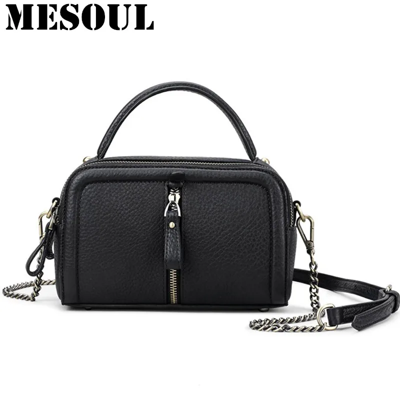 

Brand Women Handbags Genuine Leather Chain Shoulder Bags Female Crossbody Bag High Quality Black Small Messegner Ladies Bag