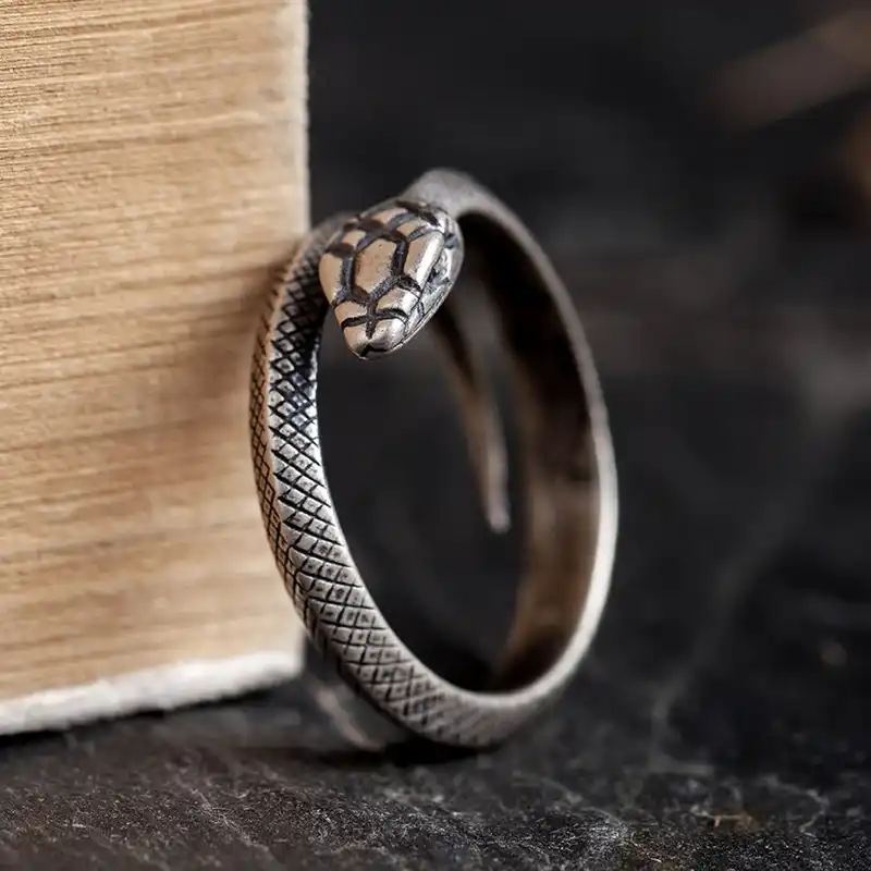 Anello testa gatto argento sterling 925 nero vintage per uomo donna regolabile