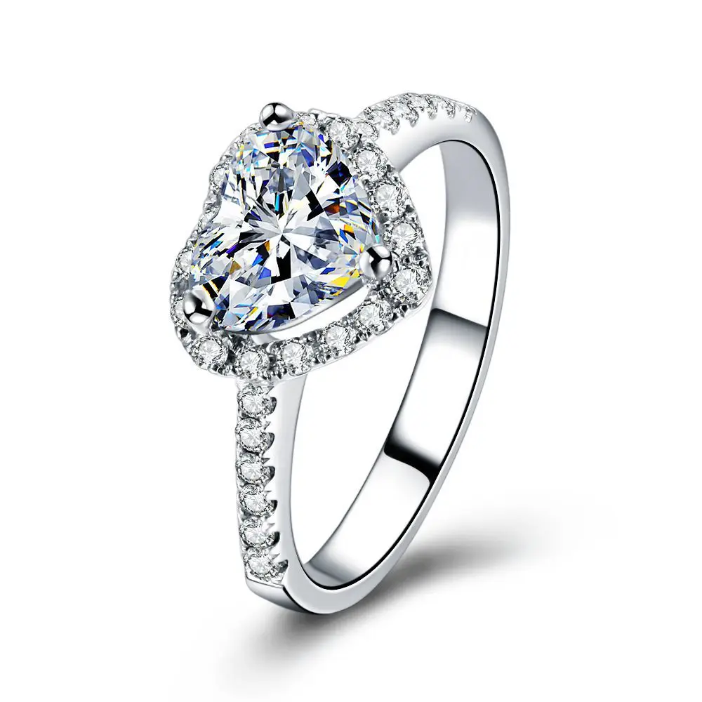 0.45CT F-G/SI АЛМАЗ в форме сердца обручальное кольцо для женщин GVBORI 18 K Белое Золото обещающее кольцо ювелирные изделия Роскошные ювелирные изделия в форме сердца