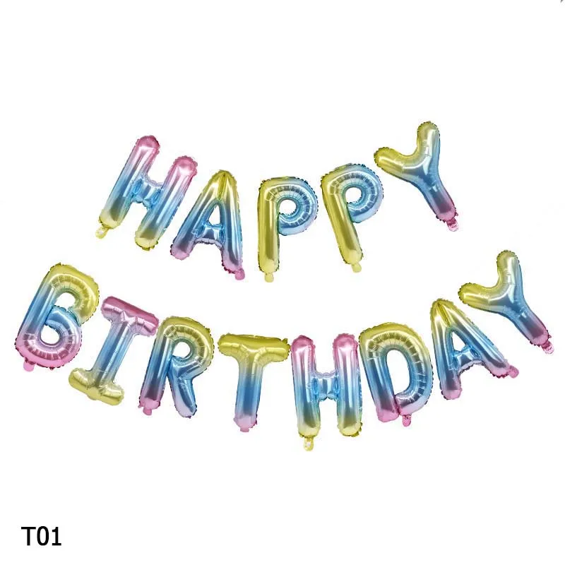 16 дюймов буквы фольгированные шары «С Днем Рождения» День рождения сувениры украшения алфавит воздушные шары - Цвет: T01
