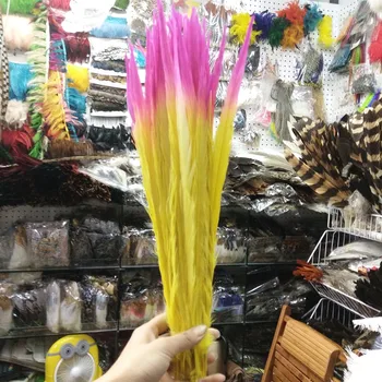 

New! 500pcs beautiful Yellow and rose Pheasant Feathers 35-40cm/14-16inch for Wedding Centerpieces Carnival Ornament DIY Gifts