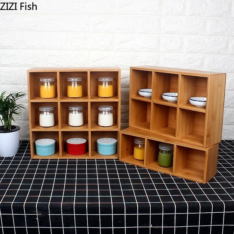 

Nordic Bamboo 9 Grid Storage Holders Shelf Geometric Figure Jewelry/Cosmetics/Miscellaneous/Bathroom Storage Organizer