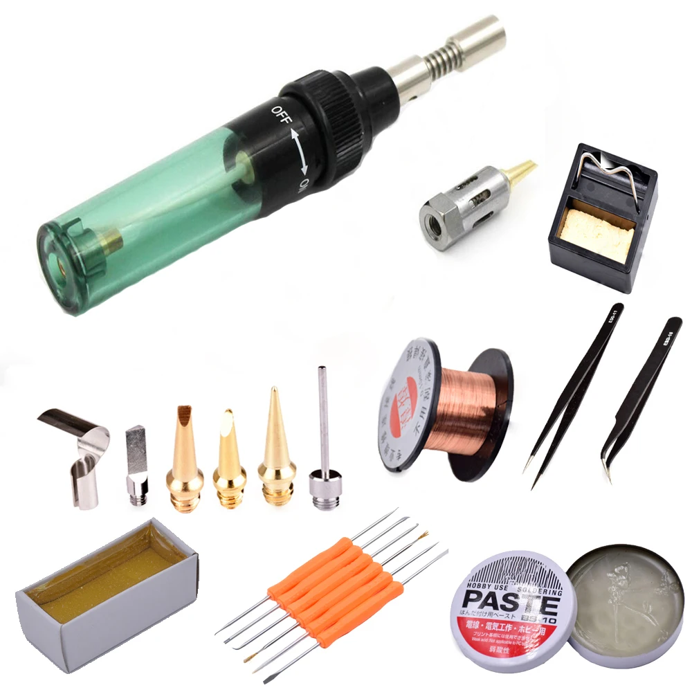 High Quality Electronics DIY MT-100 Gas Blow Torch Butane Gas Soldering Iron Gun Cordless Solder Iron Welding Repair Tool Set