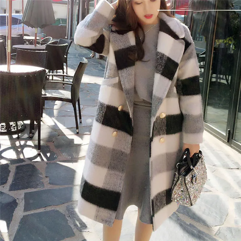 Fashion coats and jackets women winter ladies coats Winter Lapel Wool Coat Trench Jacket Long Sleeve Overcoat Outwear O15#N (2)