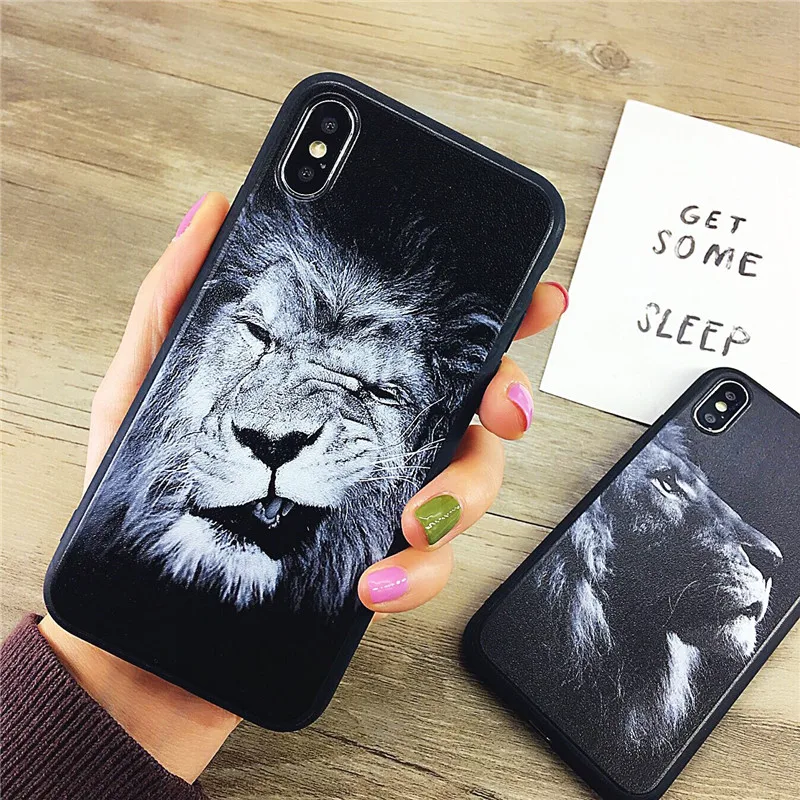 

Cyato Vivid head of Lion Phone Case For iPhone 6 case Vintage Silicone Back Cover For iPhone X 6S Plus 7 8 8Plus Capa fundas