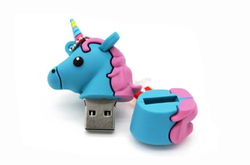 Мультфильм Единорог Ручка-накопитель 64 ГБ 32 ГБ USB флешка супер мило лошадь флешки 128 ГБ 16 ГБ 8 ГБ Memory Stick USB флэш-накопитель, 6 Стиль