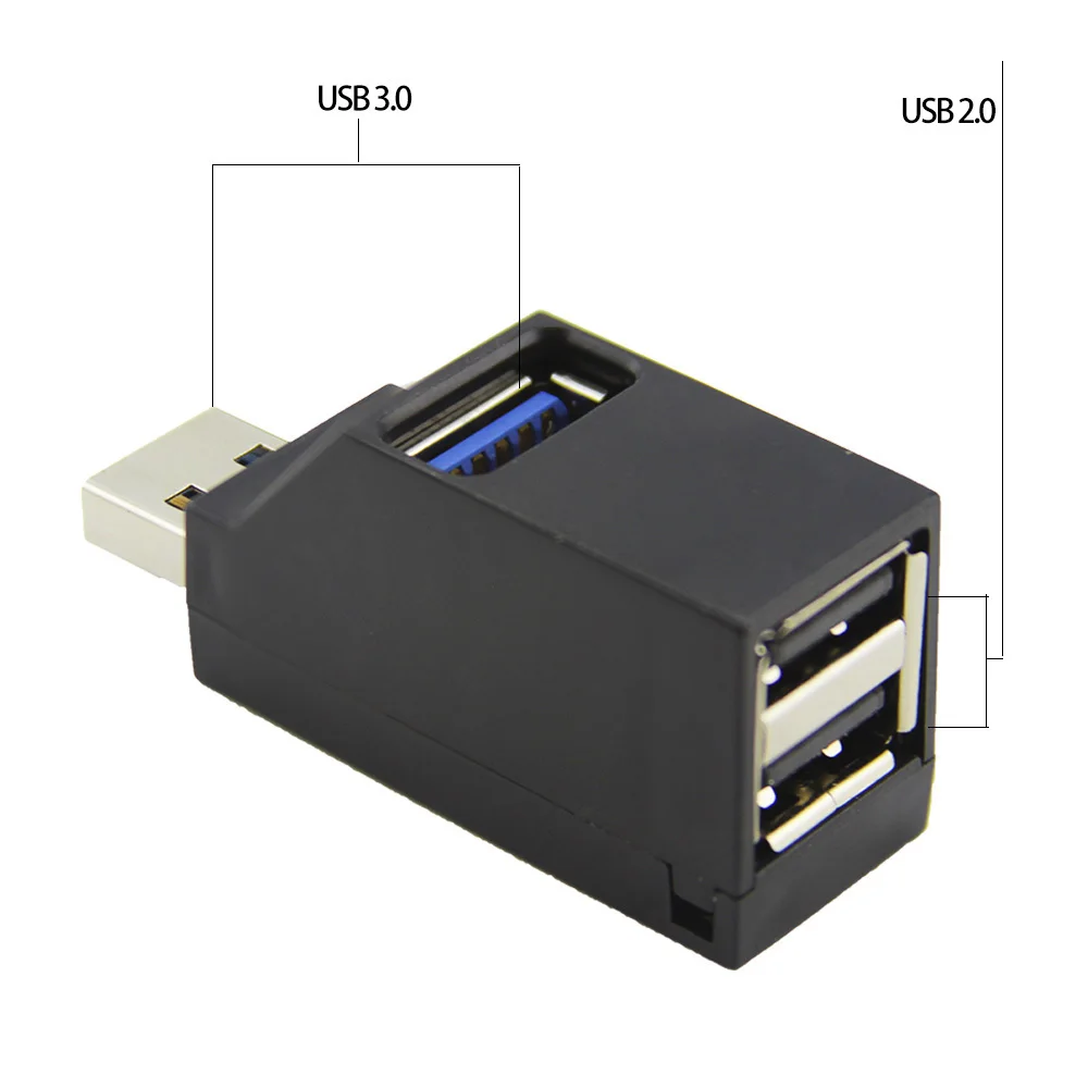 CHUYI мини USB беспроводной концентратор 3 порта Портативный 1 Порт USB3.0+ 2 порта USB 2,0 разветвитель адаптер для MacBook компьютер ПК Аксессуары