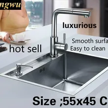 Квартира кухня Балкон ручная раковина одинарная мойка прочный стандарт 304 нержавеющая сталь Горячая 550x450 мм