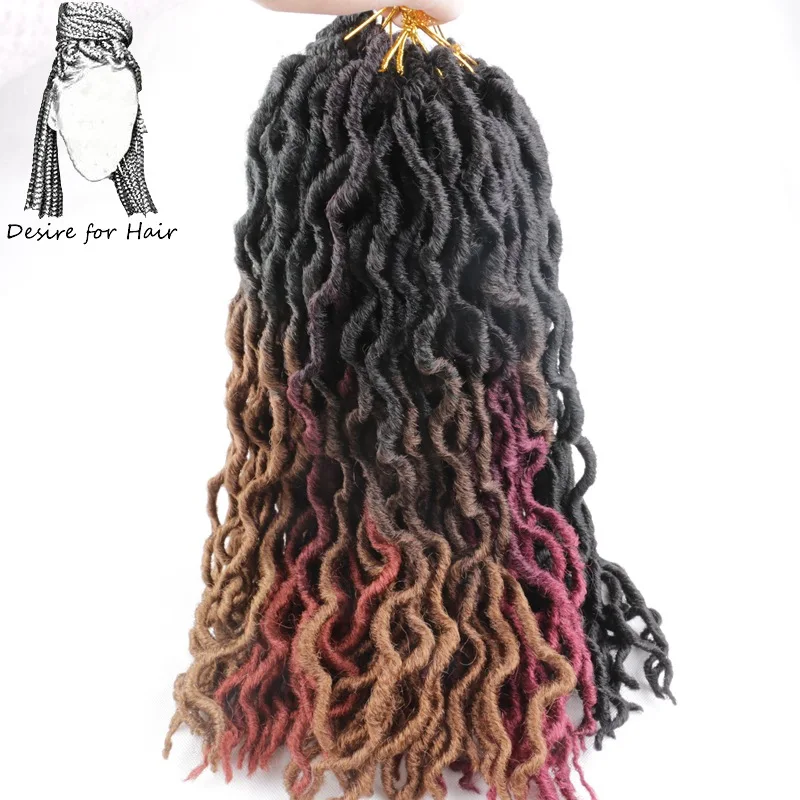 

Desire for hair 20 inch wavy curly soft faux locs crochet hair ombre black coffee color