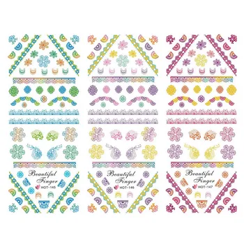 

3 PACKS / LOT MOSAIC FLOWER LACE NAIL TATTOOS STICKER WATER TRANSFER DECAL NAIL ART HOT145-147