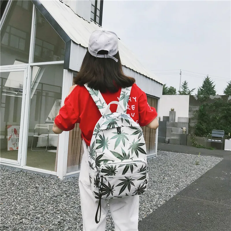 Moon Wood Stylish Girls Big Backpack Plants Leaf Printing Backpack Boys School Bag Men's Women Casual Daily Travel Rucksack 2019