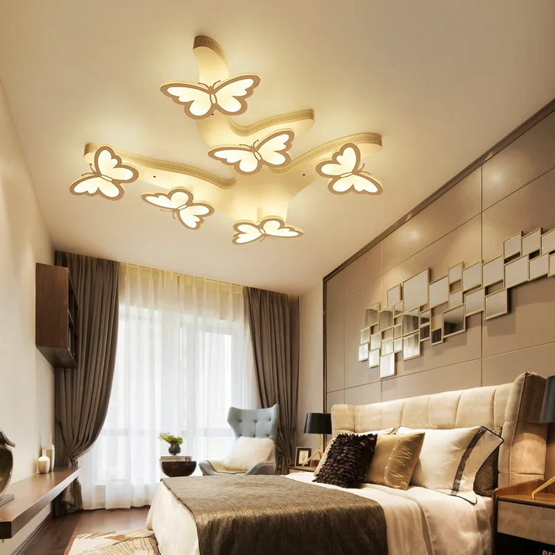 Современные светодиодные потолочные светильники с бабочкой, светодиодные лампы для гостиной, спальни, столовой, светодиодные потолочные лампы