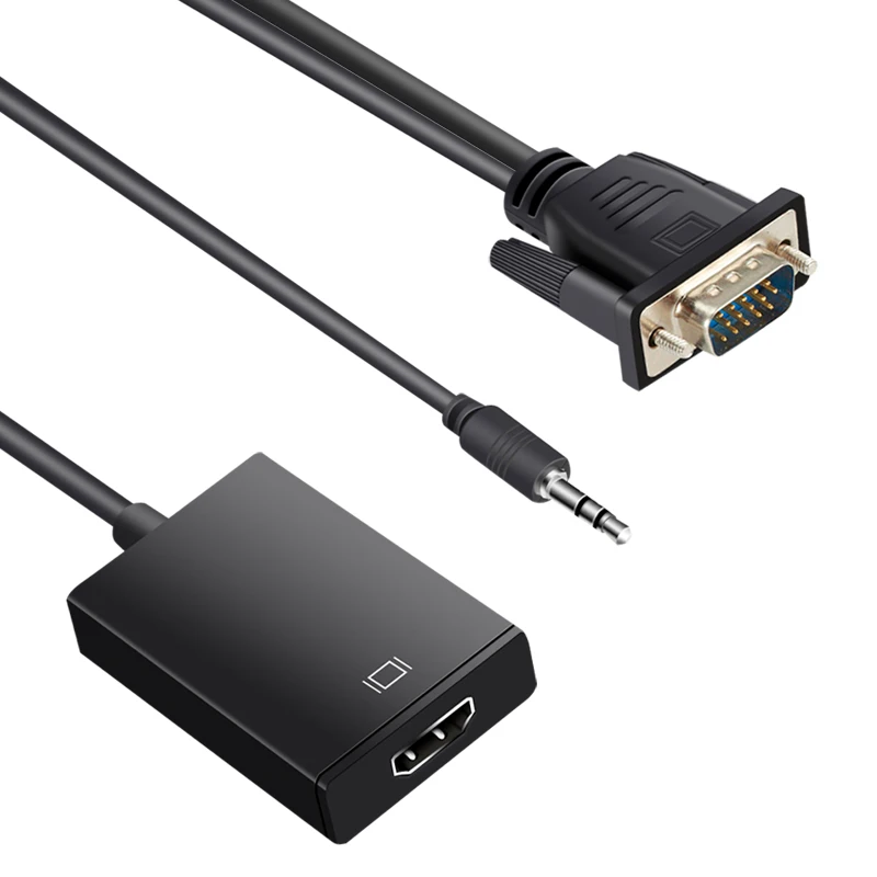 جديد VGA الذكور إلى HDMI أنثى محول كابل محول مع الصوت الناتج 1080 P VGA محول HDMI لأجهزة الكمبيوتر المحمول إلى HDTV العارض r10