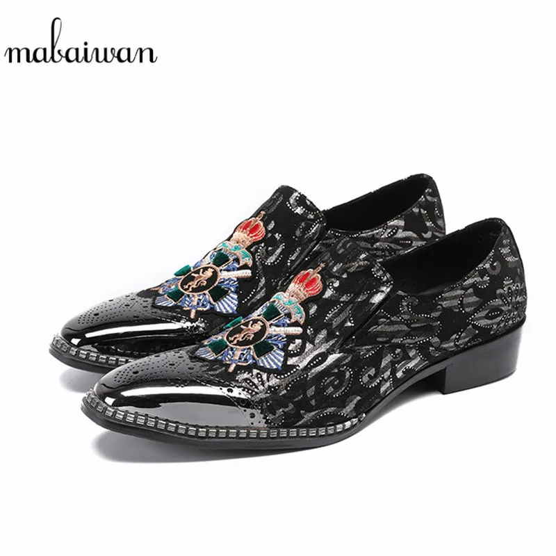 

Mabaiwan New Fashion Men Shoes Indian Slippers Dress Shoes Men Luxurious Embroidery Party Slip On Wedding Loafers Footwear Flats