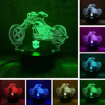 

Born To Ride Figure 3D Illusion LED Lamp Colourful Flashing NightLight Glow in the Dark Motorbike Model Toys