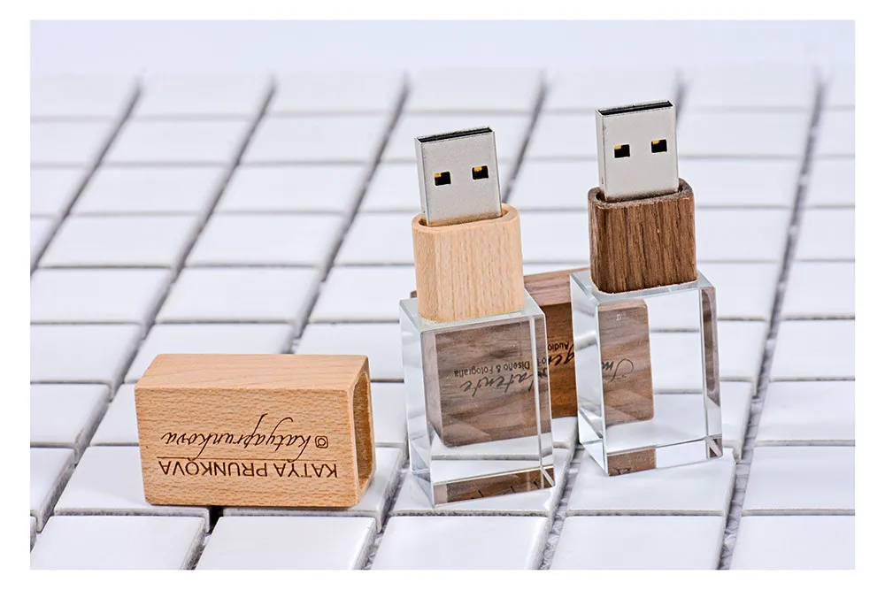 JASTER 10 PCS FREE LOGO Stylish wooden crystal creative USB flash drive 4GB 8GB 16GB 32GB 64GB Photography Memory storage U disk