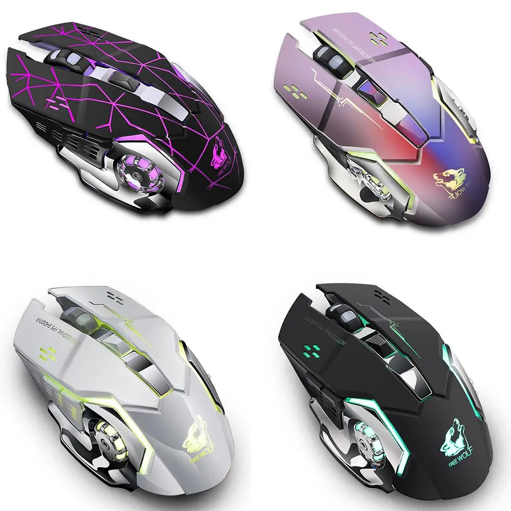 Professional Gaming Mouse Free Wolf X8 Wireless Charging Game Mouse Silent Illuminated Mechanical Mouse High-end Universal