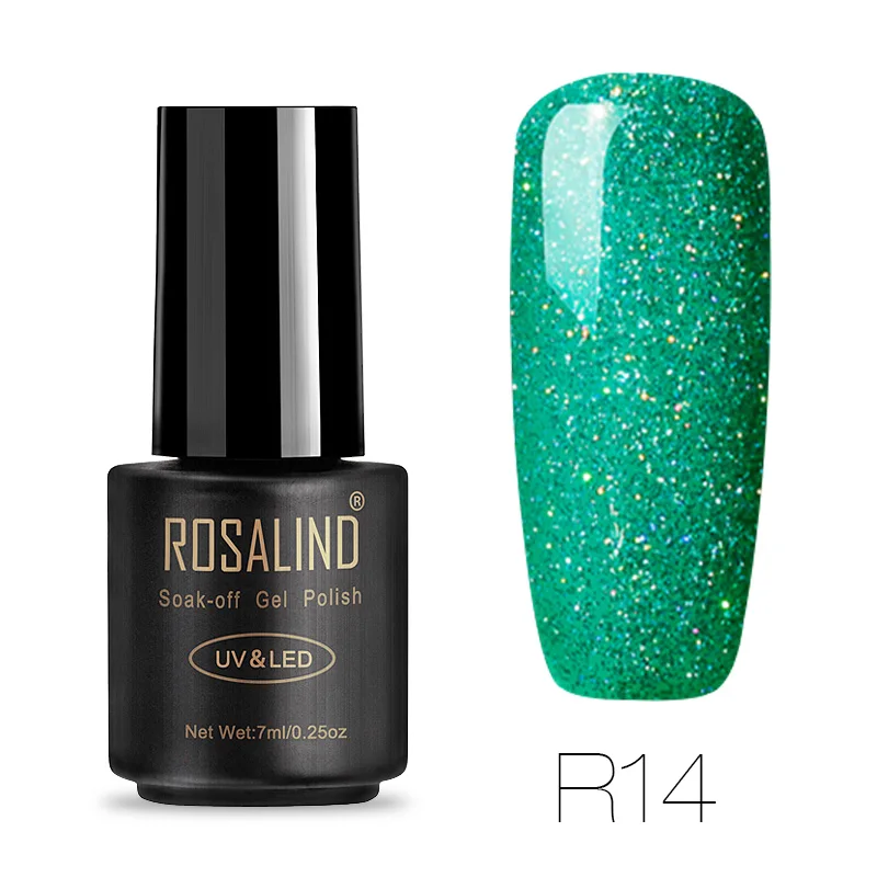 ROSALIND 7 мл Гель-лак для ногтей алмазный блестящий гель W01-29 Гель-лак для ногтей Дизайн ногтей УФ и светодиодный замачивающийся блеск маникюрные ногти - Цвет: R14
